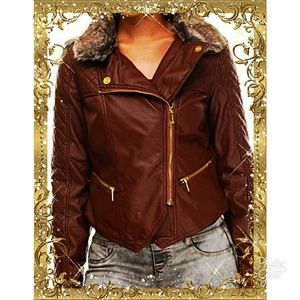COOGI LEATHER FAUX FUR DETACHABLE JACKET